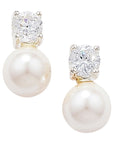 Pearl and CZ Drop Earrings